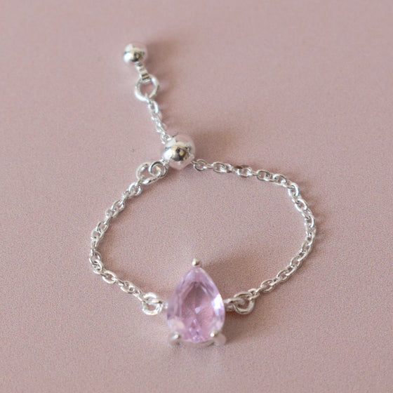 Bague chaîne ajustable rose