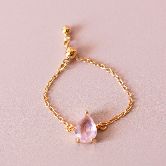 Bague chaîne ajustable rose