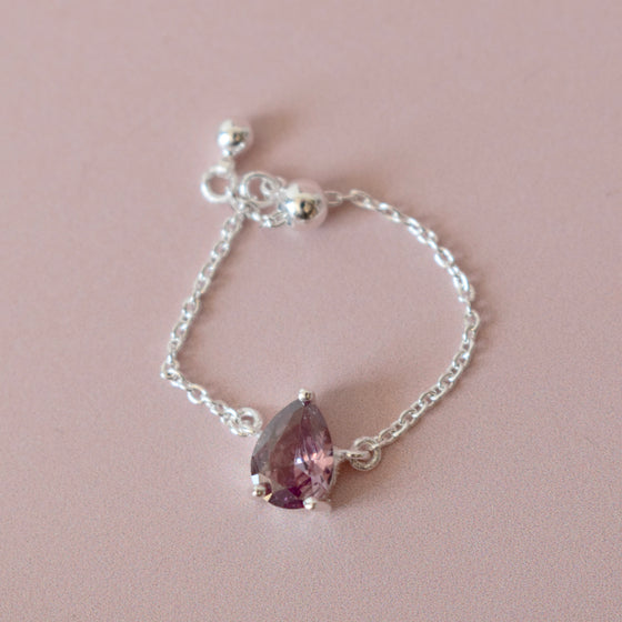 Bague chaîne ajustable violet