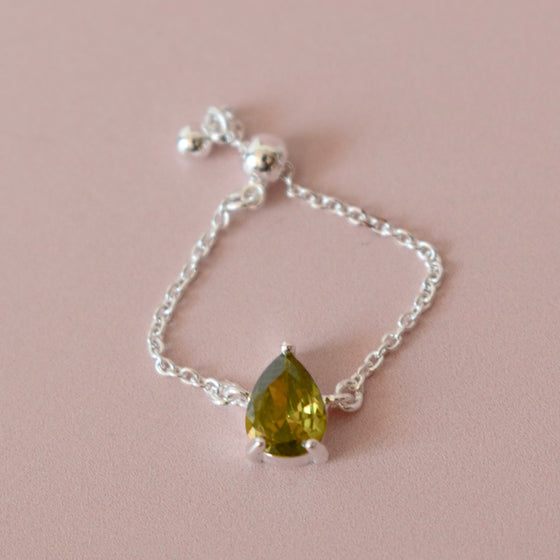 Bague chaîne ajustable vert