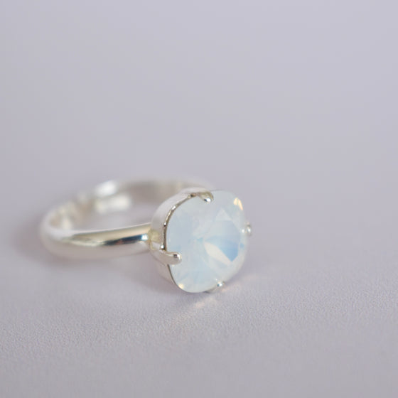 Bague ARIANE | Cristal nacre argenté