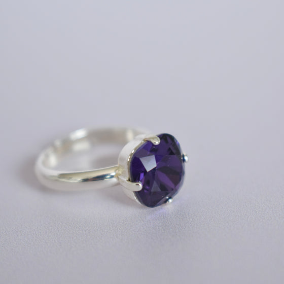 Bague ARIANE | Cristal Améthyste argenté