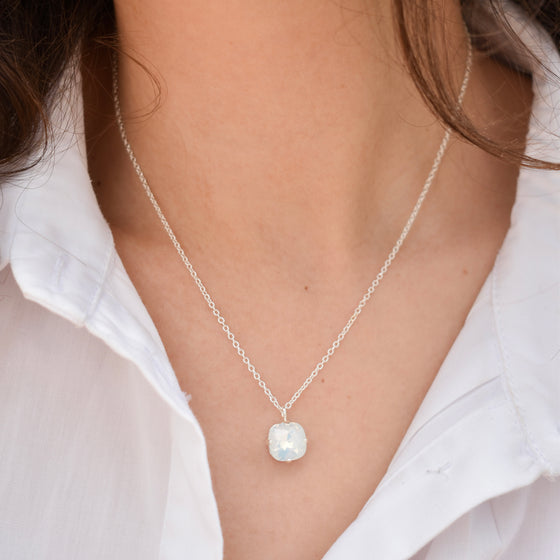 Collier ISIDORE | Cristal nacre argenté