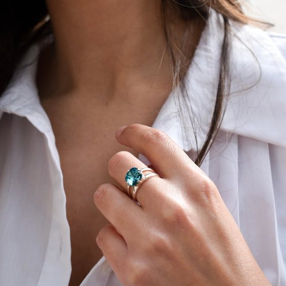Bague CÉLESTINE | Cristal bleu océan