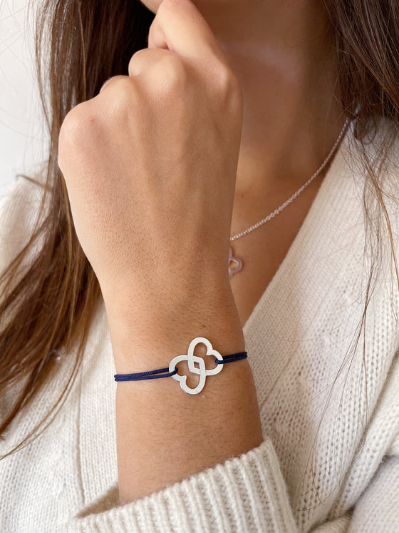 Bracelet Héraclès bleu marine argenté