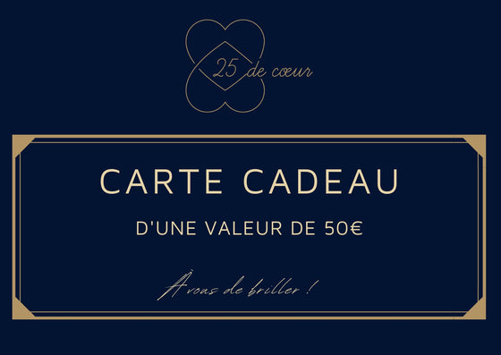 Cartes cadeaux 25 de cœur (+ d'options)